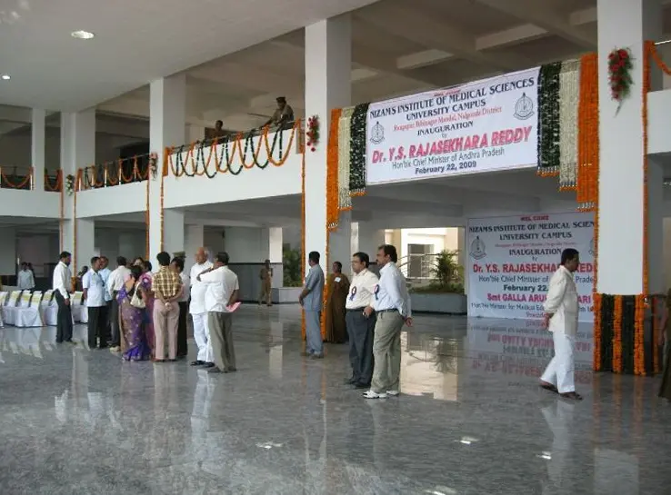 Inauguration in the entrance hall, with banners and visitors